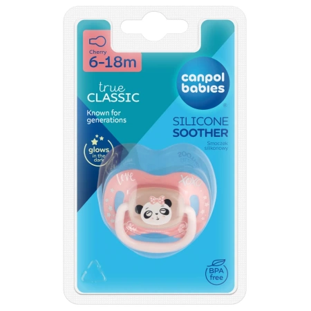 Canpol babies Smoczek uspokajający silikonowy 6-18m okrągły EXOTIC ANIMALS panda