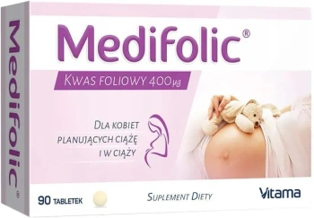 Medifolic Kwas Foliowy 400 mcg tabl. 90tab Vitama