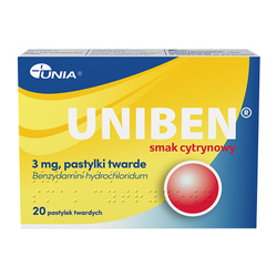 Uniben smak cytrynowy pastyl.twarde 3mg 20