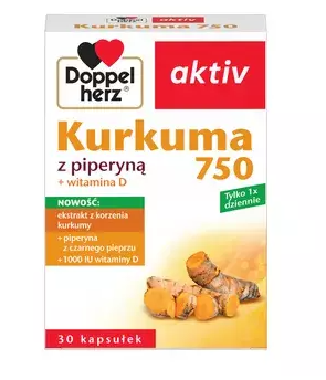 Doppelherz aktiv Kurkuma z piperyną, 30 kapsułek