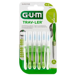 SUNSTAR GUM TRAV-LER - Zielone szczoteczki międzyzębowe 1,1mm, 6 sztuk