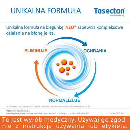 Tasectan 250mg, proszek do stosowania u dzieci, 20 saszetek