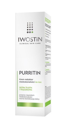 IWOSTIN PURRITIN Krem na noc redukujący niedoskonałości 40ml, data ważności 2023/10