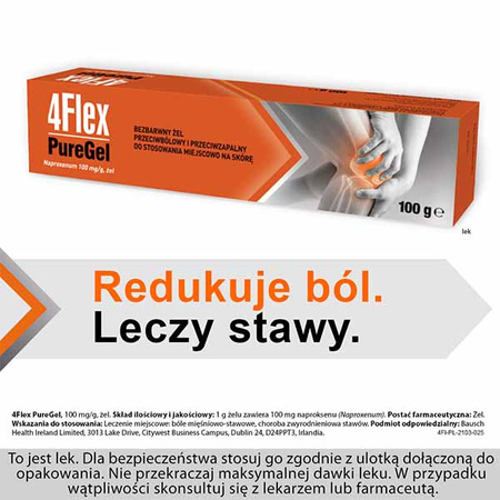 4Flex PureGel 100mg/g żel na ból i stan zapalny mięśni i stawów, 100 g, data ważnosci 2024/06