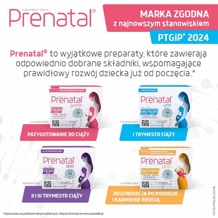 Prenatal Primo – przygotowanie do ciąży, zestaw witamin przed ciążą z choliną, cynkiem i aktywnym folianem, 30 kapsułek