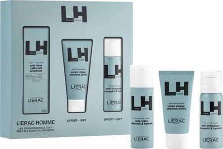 Lierac Homme Zestaw, Emulsja 50 ml + Żel, 50 ml + Pianka, 50 ml