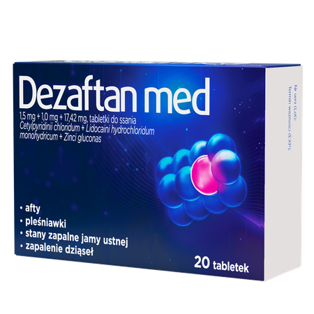 Dezaftan med 1,5mg+1mg+17,42mg, 20 tabletek do ssania