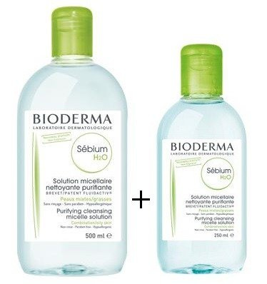 BIODERMA SEBIUM H2O Płyn micelarny 500ml + 250ml