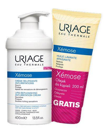 URIAGE Xemose Krem do skóry bardzo suchej 400ml +olejek do kąpieli 200ml