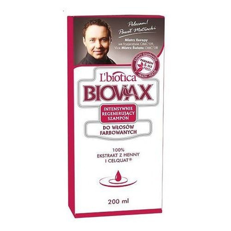 BIOVAX Szampon regenerujący do włosów farbowanych 200ml