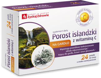 Zyskaj Zdrowie Porost islandzki z witaminą C, 24 pastylki do ssania
