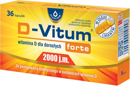 D-Vitum Forte 2000 j.m. 36 kapsułek  Data waznosci 2025.12.30