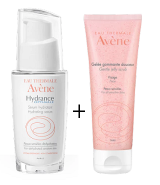 AVENE HYDRANCE INTENSE Serum przywracające nawilżenie 30 ml + Peeling 75 ml
