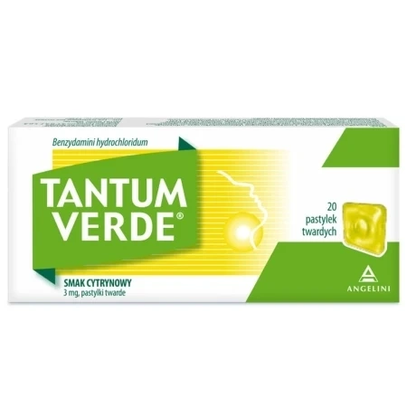 Tantum Verde smak cytrynowy pastylki twarde 3 mg, 20 sztuk