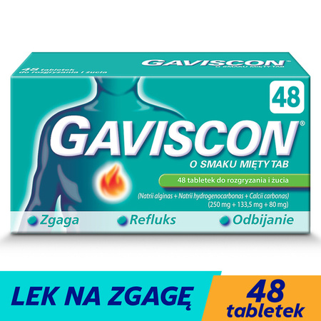 Gaviscon o smaku mięty TAB tabl. do rozgryzania i żucia *48