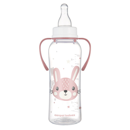 Canpol Babies Cute Animals - Różowa butelka 250 ml z uchwytami