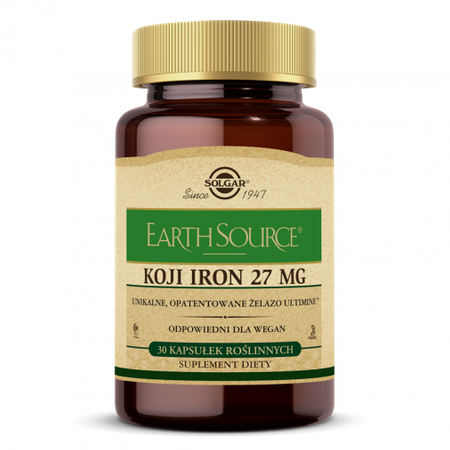 SOLGAR Earth Source Koji Iron 27 mg, 30 kapsułek