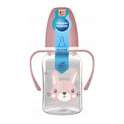 Canpol Babies Cute Animals - Różowa butelka 120 ml z uchwytami