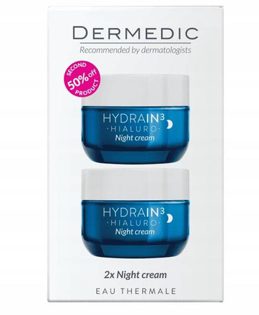 DERMEDIC Hydrain 3 Hialuro Krem na noc 1+1 (2x50ml)