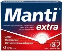 Manti Extra tabletki do rozgryzania i żucia 10 mg +165 mg + 800mg, 12 tabletek