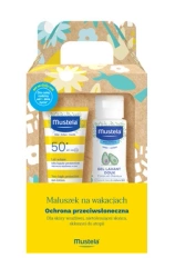 Mustela Maluszek Na Wakacjach Zestaw Mleczko Przeciwsłoneczne Spf50+ Do Twarzy I Ciała 40Ml + Delikatny Żel