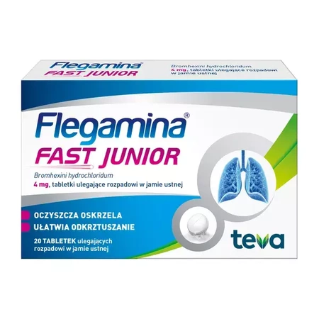 Flegamina Fast Junior 4mg 20 tabetek  Data ważności 2025.12.30