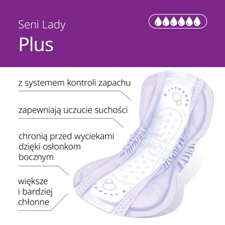 Seni Lady Plus - wkładki urologiczne, 15 sztuk