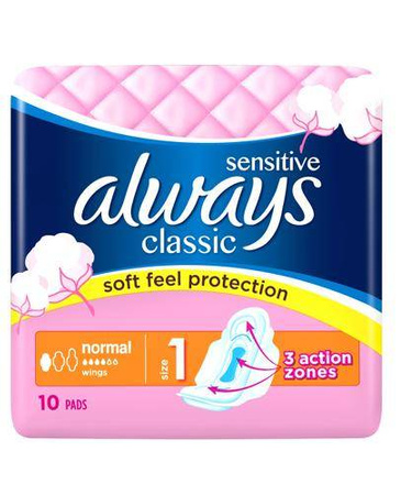 Podpaski ALWAYS Classic sensitive Normal 10sz