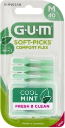 Sunstar GUM SOFT-PICKS COMFORT FLEX Gumowa szczoteczka międzyzębowa Cool Mint M 40 sztuk