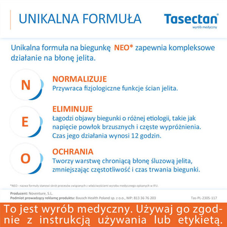 Tasectan 250mg, proszek do stosowania u dzieci, 20 saszetek