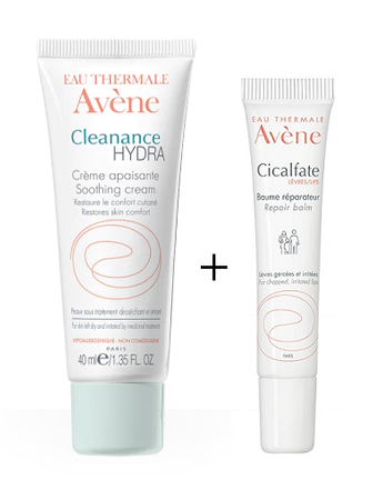 AVENE Cleanance Hydra krem 40ml + Cicalfate Regenerujący balsam do ust 10ml