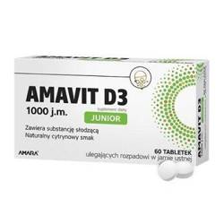 Amavit D3 JUNIOR 1000 j.m.60 tabletek ulegających rozpadowi w jamie ustnej data ważności 2024/07
