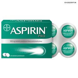 Aspirin Pro 500mg, 20 tabletek powlekanych