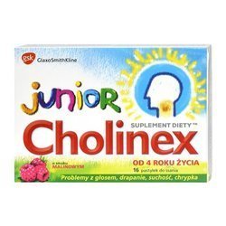 Cholinex Junior Malinowy, 16 pastylek do ssania