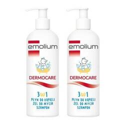 EMOLIUM Dermocare Zestaw dziecięcy 3w1 Płyn do kąpieli, żel do mycia, szampon, 400 ml+400 ml