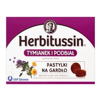Herbitussin Tymianek i Podbiał Pastylki, 12 sztuk
