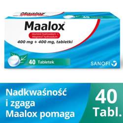 Maalox 0,4g+0,4g, 40 tabletek