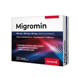 Migromin tabletki powlekane 250mg+250mg+65mg, 10 tabletek