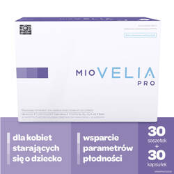 Miovelia PRO, wsparcie płodności dla kobiet starających się o dziecko, 30 saszetek + 30 kapsułek