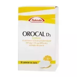 Orocal D3 lemon tabletki do żucia 0,5g+0,01mg, 30 szt.