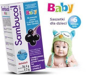 SAMBUCOL BABY proszek do sporządzania roztworu doustnego, 12 saszetek data ważności 2024/01