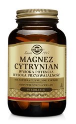 SOLGAR Magnez cytrynian, 60 tabletek
