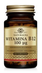 SOLGAR Witamina B12 naturalna  0,1mg, 100 tabletek 