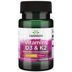 SWANSON Vitamins D3 & K2 200 IU + 75 mcg, 60 kapsułek
