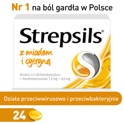 Strepsils miód/cytryna x 24 pastyl.