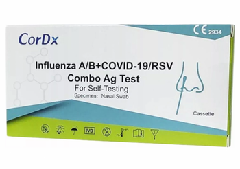 Test antygenowy CorDx Grypa A/B + COVID-19/RSV Combo Ag,  na obecność 4 wirusów, 1 szt.