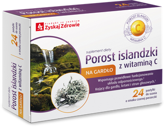 Zyskaj Zdrowie Porost islandzki z witaminą C, 24 pastylki do ssania  