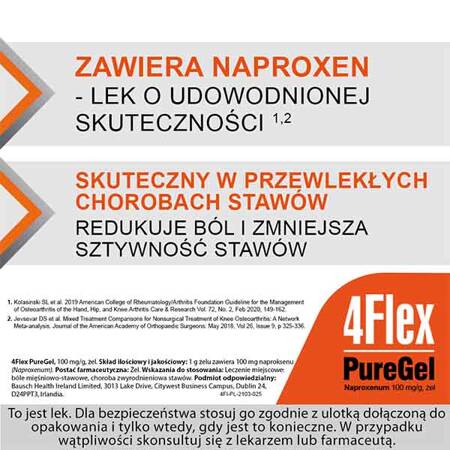 4Flex PureGel 100mg/g żel na ból i stan zapalny mięśni i stawów, 100 g, data ważnosci 2024/06