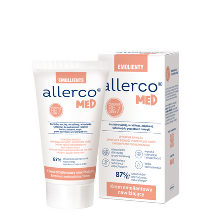 ALLERCO MED Krem emolientowy nawilżający 75ml+ kostka myjąca Allerco 100g