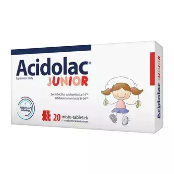 Acidolac Junior  20 misio-tabletek o smaku truskawkowym 